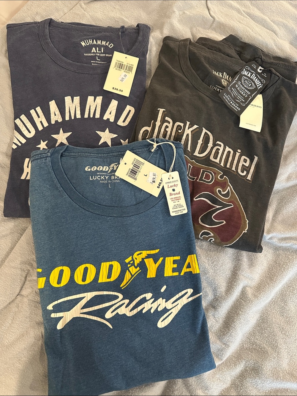 Lucky Brand Men’s Short Sleeve Graphic Tees - Blue, Navy, Charcoal